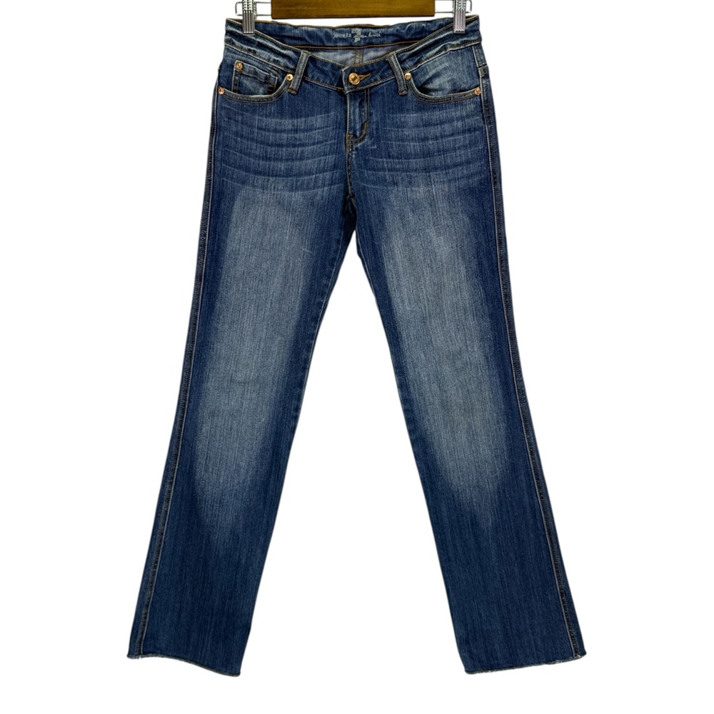7‎ For All Mankind Women's Straight Leg Raw Hem Low Rise Denim Jeans Size 25